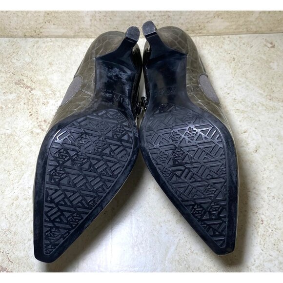 Anne Klein Womens Metallic Croc-Embossed Faux Leather Heeled Booties - Picture 10 of 11